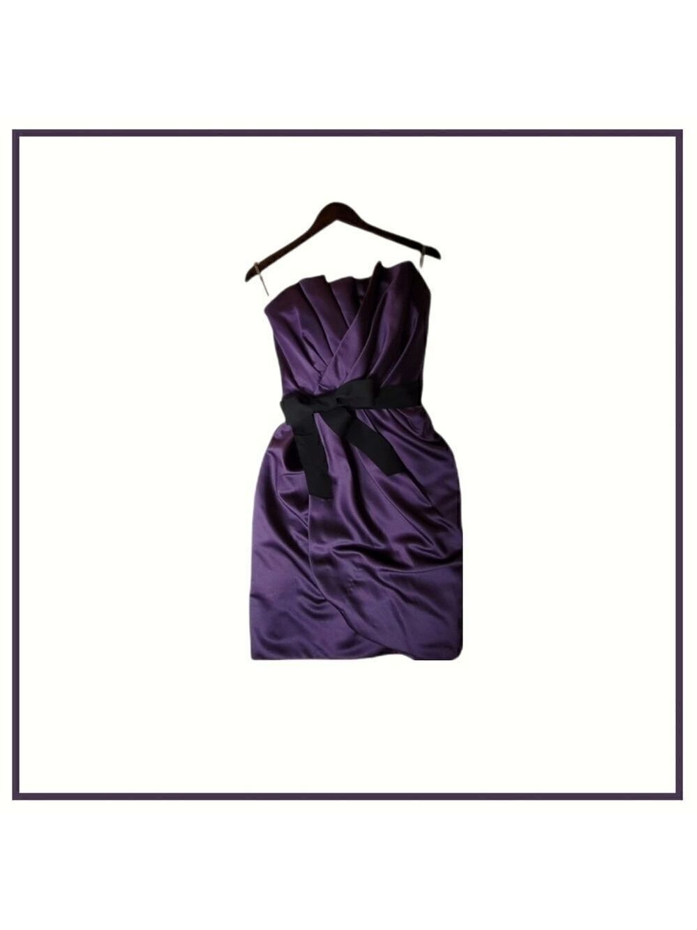 White by Vera Wang Purple Strapless Bridesmaids Dress Size 0